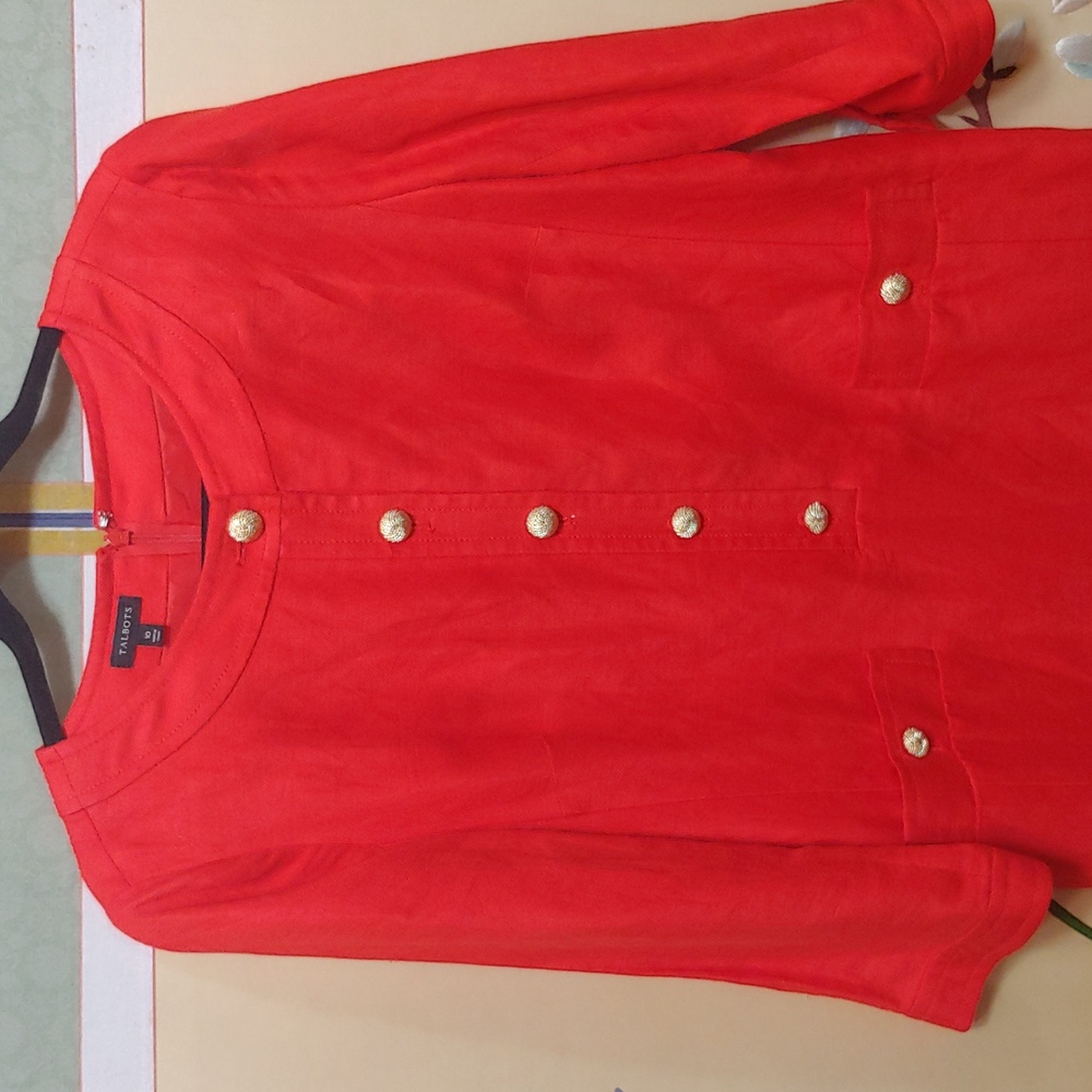 Talbots Linen Blend Dress w/ Gold-Tone Buttons P2P 20 in.